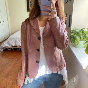 LOFT Button Front Leather Jacket Pink Size 4